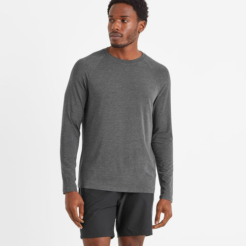 Clamber Men's Long Sleeve Tech Top in Dark Grey Marl | TOG24