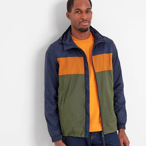 Craven Mens Waterproof Packaway Jacket: Khaki/Navy/Orange | TOG24